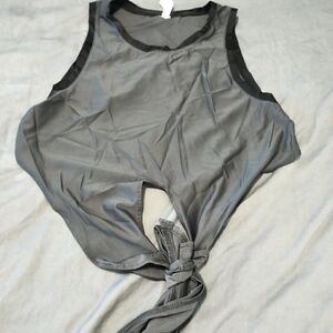 Fabletics mesh front tie open back crop top